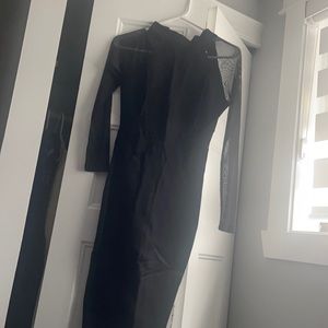 Black mesh love sleeve dress
